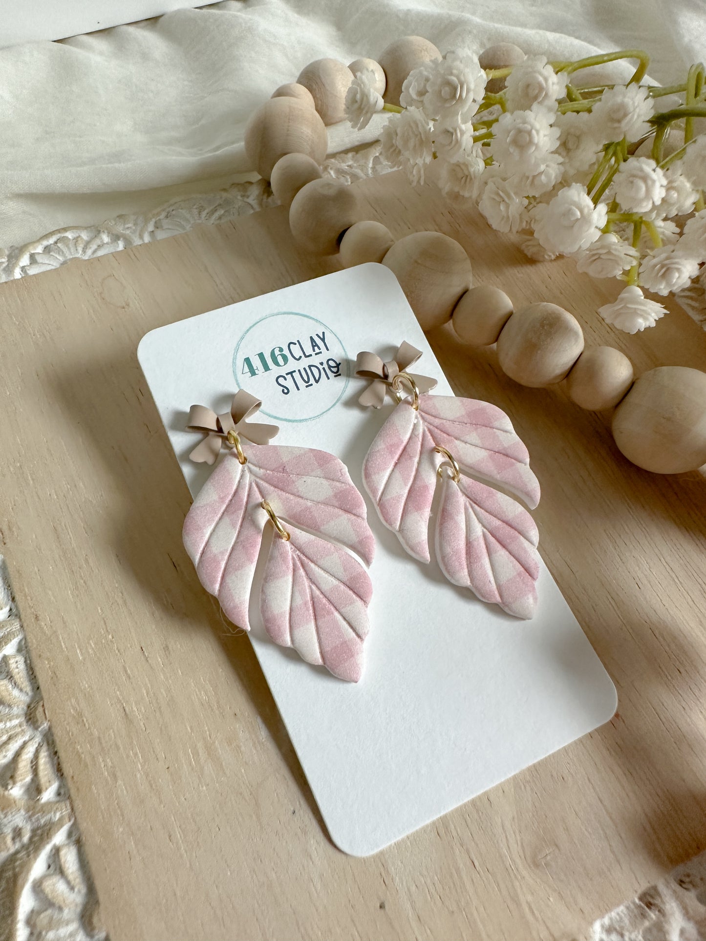 Gingham Botanical Earrings