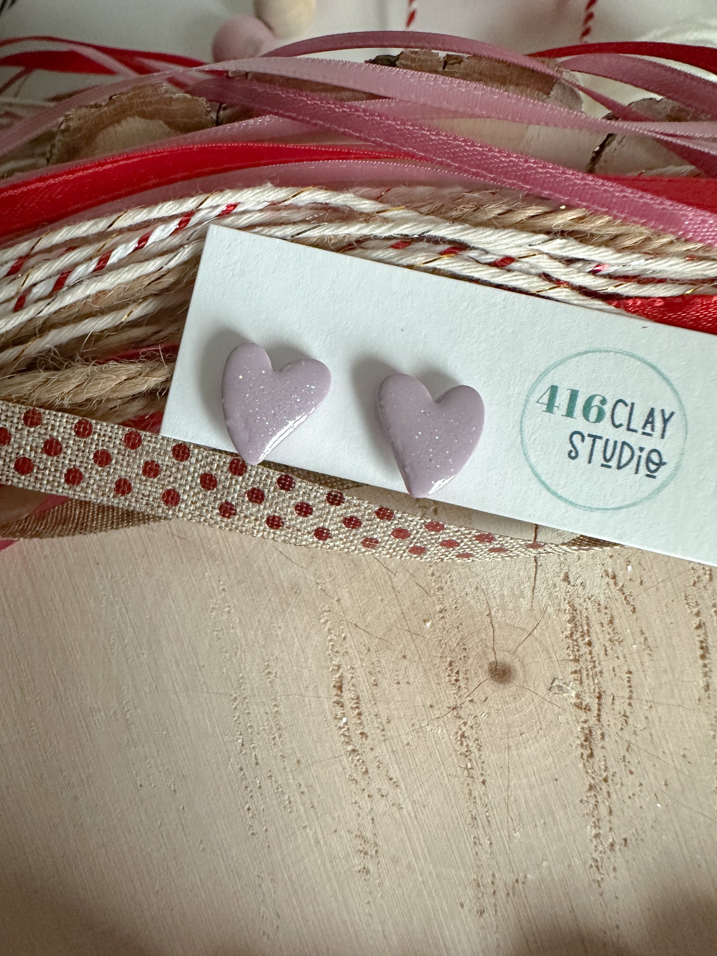 Sparkly Heart Stud Earrings