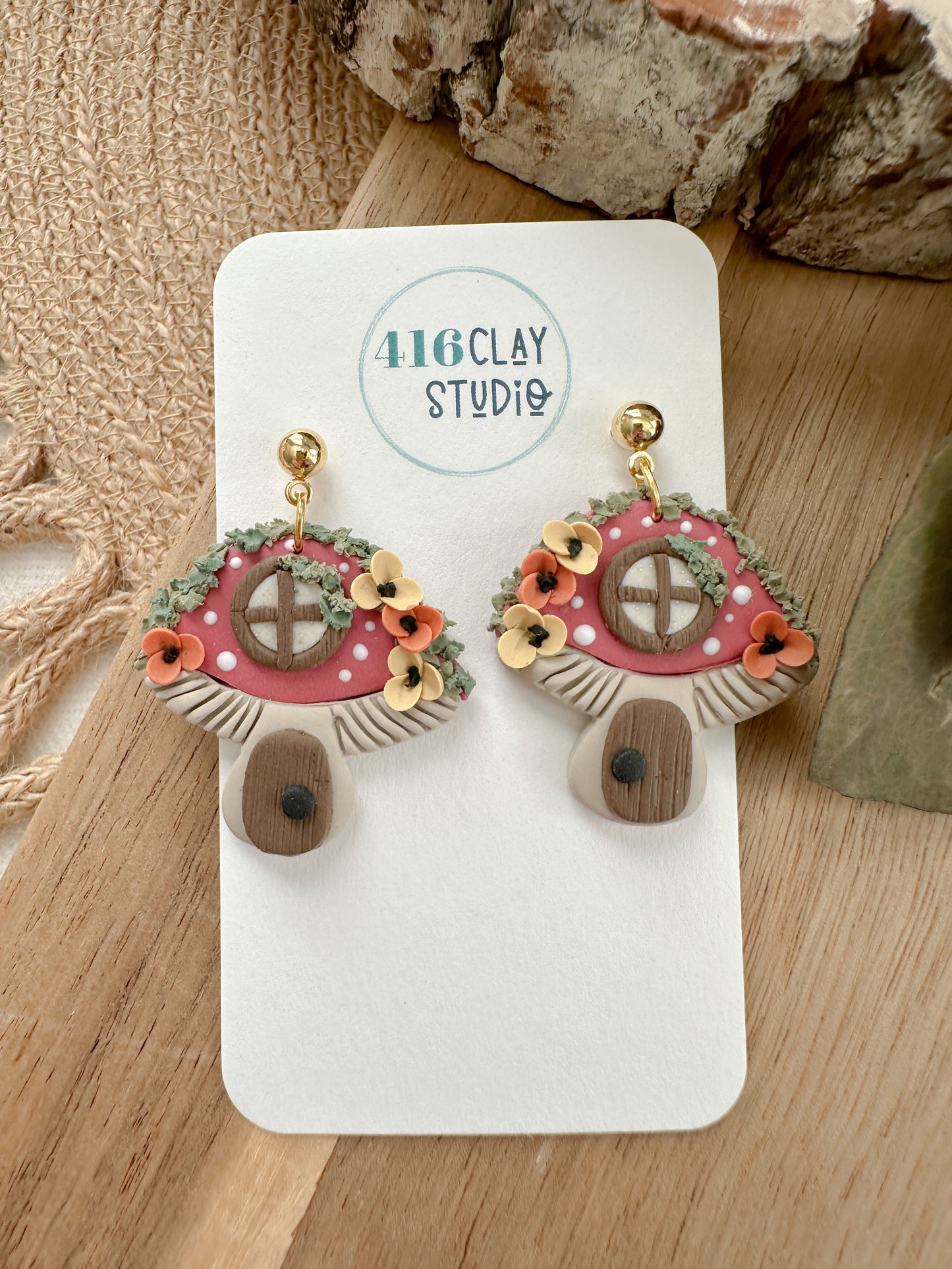 Mushroom House Earrings