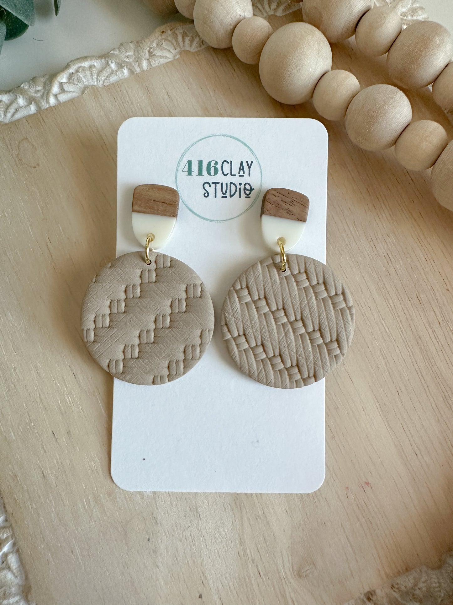 Round Faux Rattan Earrings (two options)