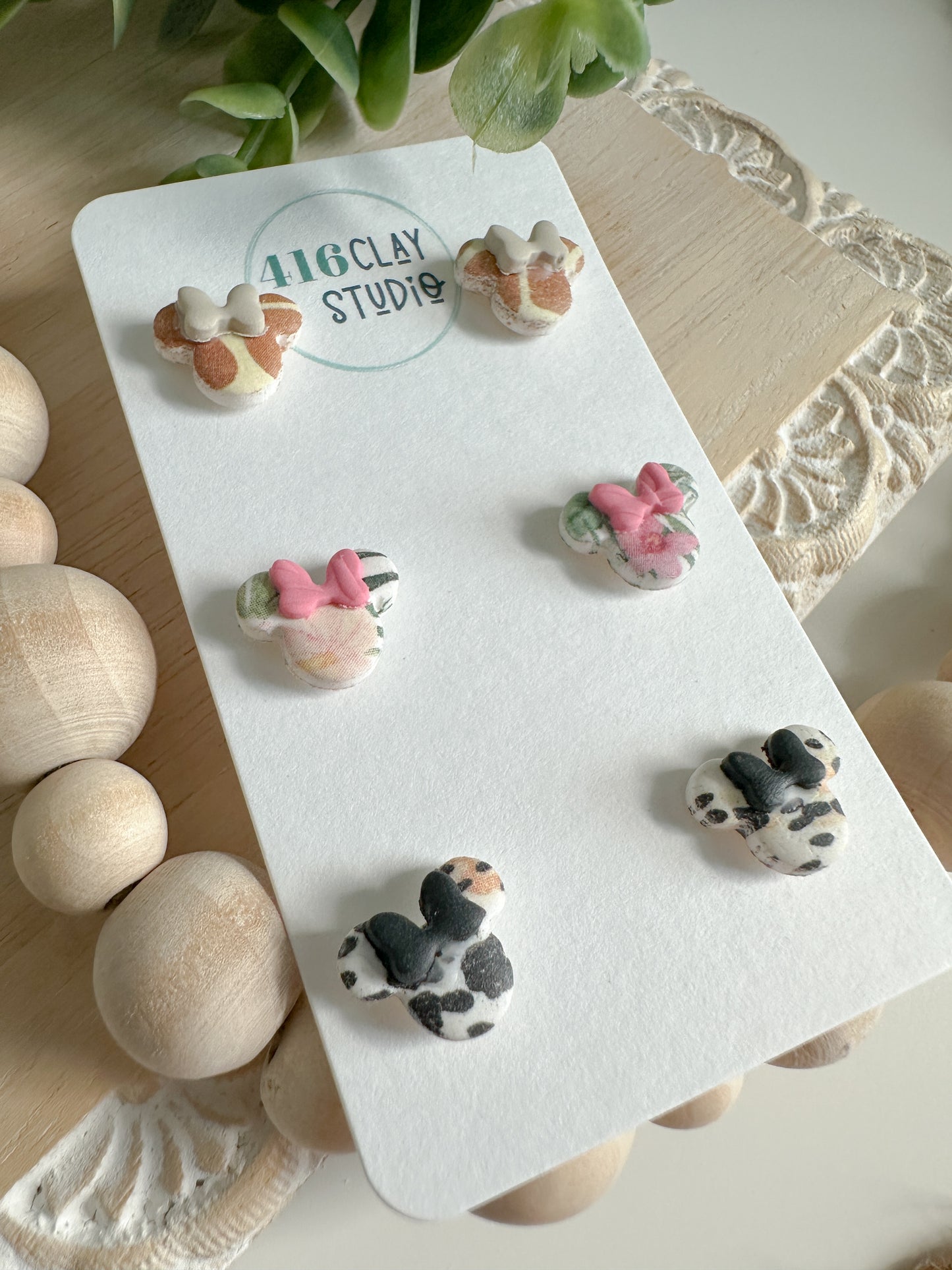 Safari Mouse Ear Stud Pack