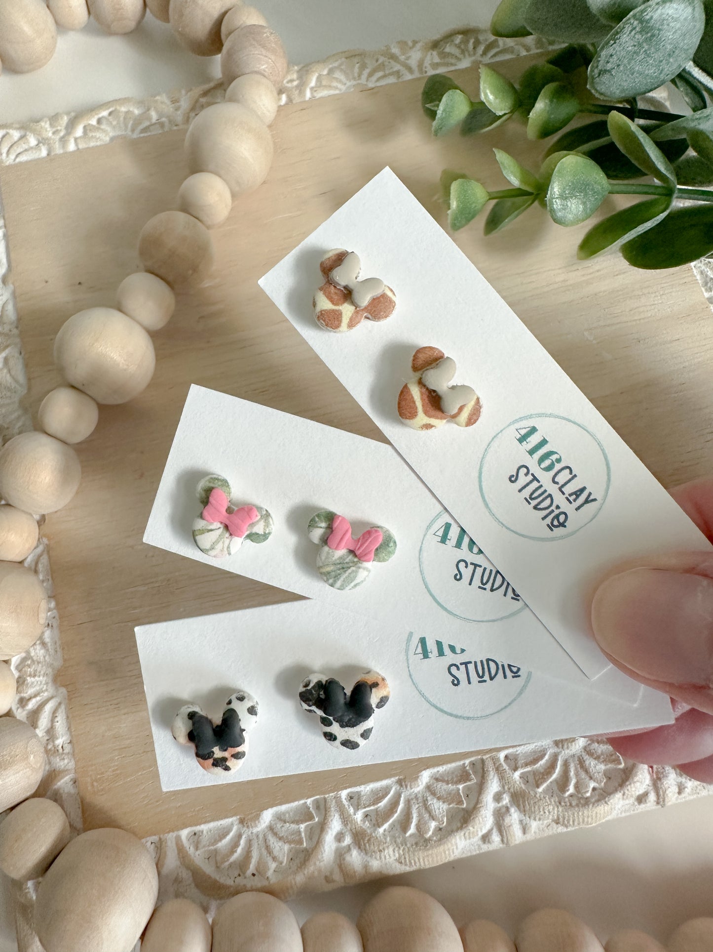 Safari Mouse Ear Stud Earrings