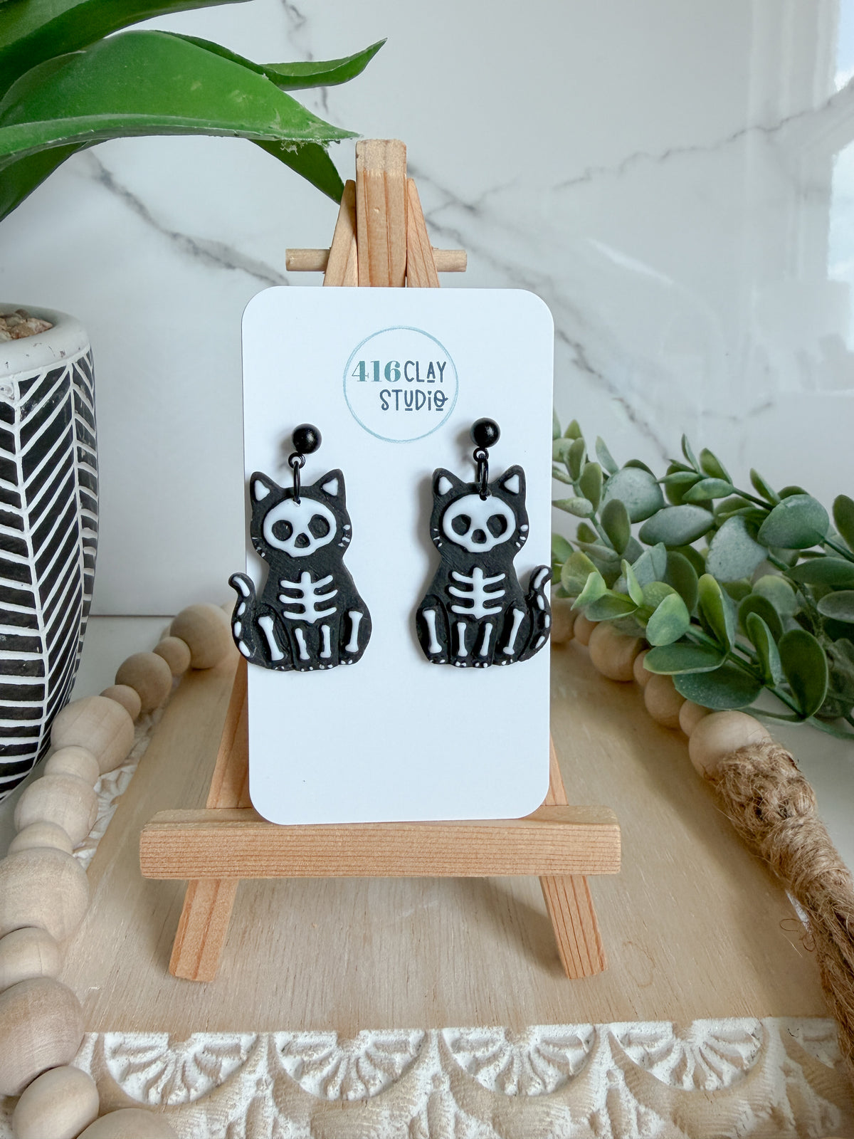 Skeleton Cat Earrings