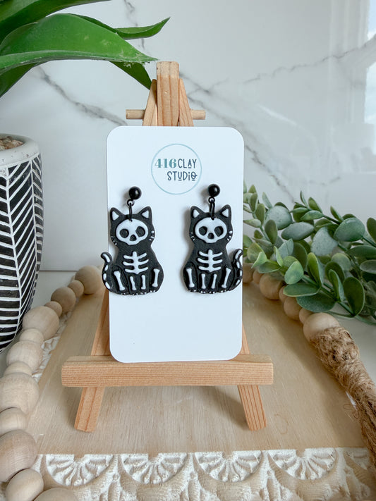 Skeleton Cat Earrings