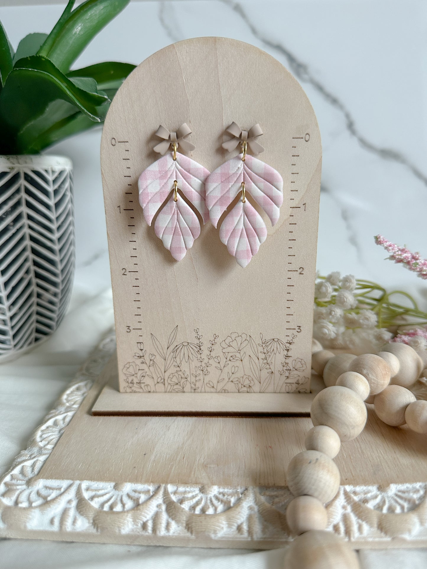 Gingham Botanical Earrings