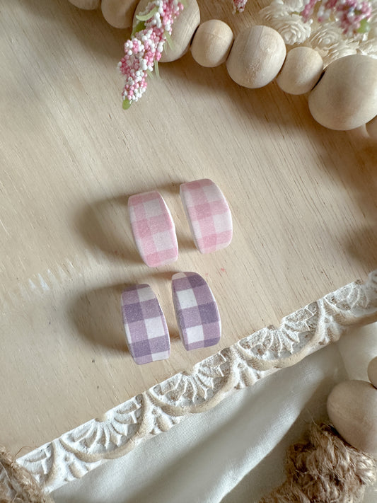 Gingham Huggie Earrings