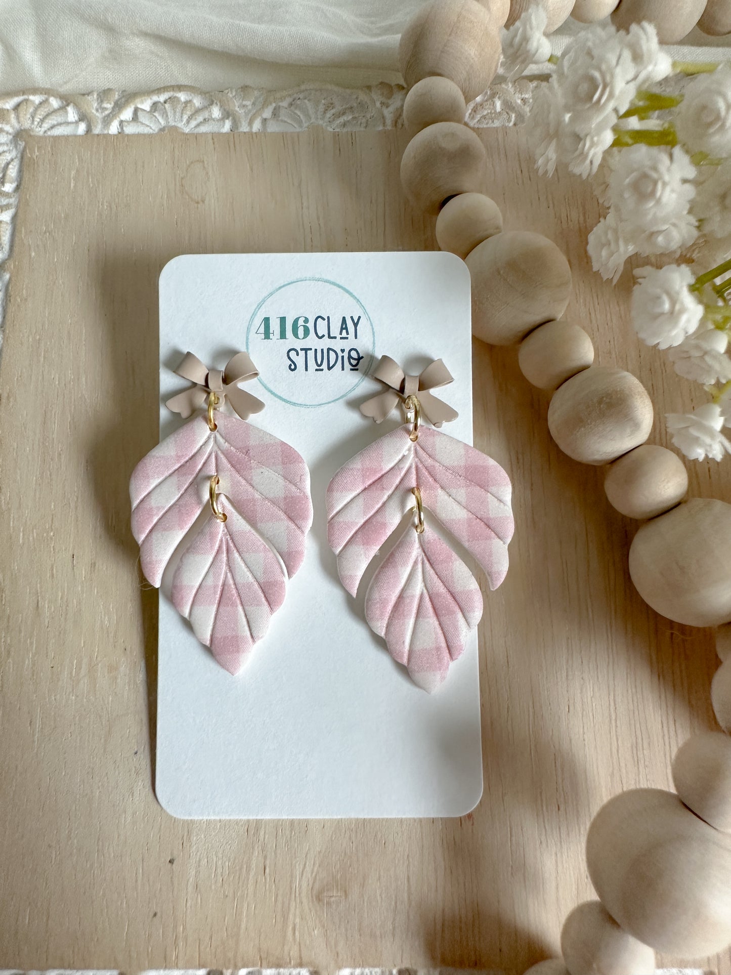 Gingham Botanical Earrings