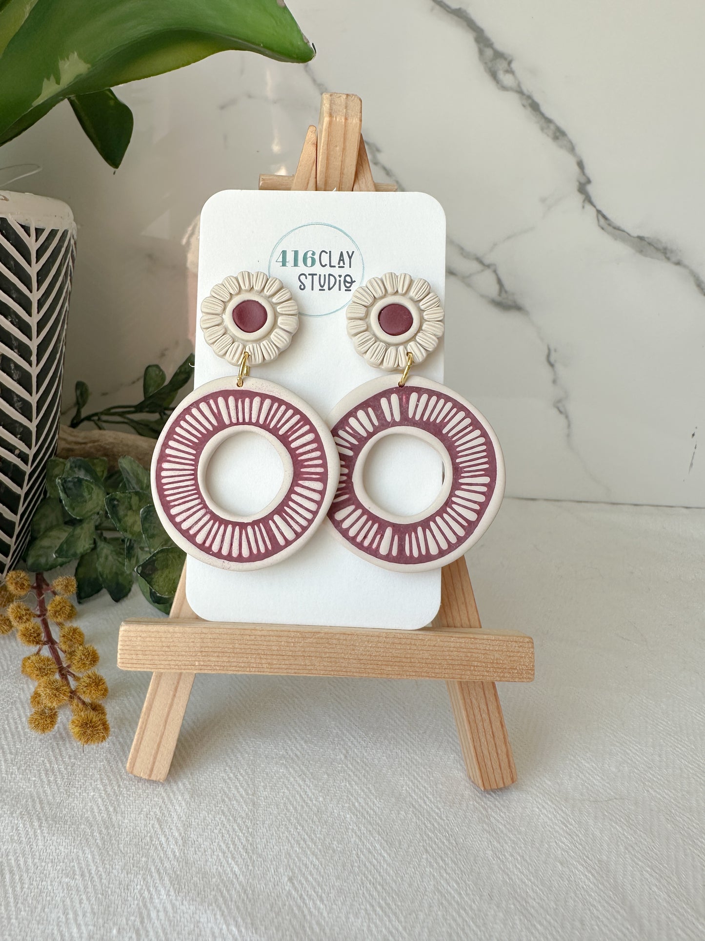 Autumn Boho Circle Hoop Earrings (four color options)