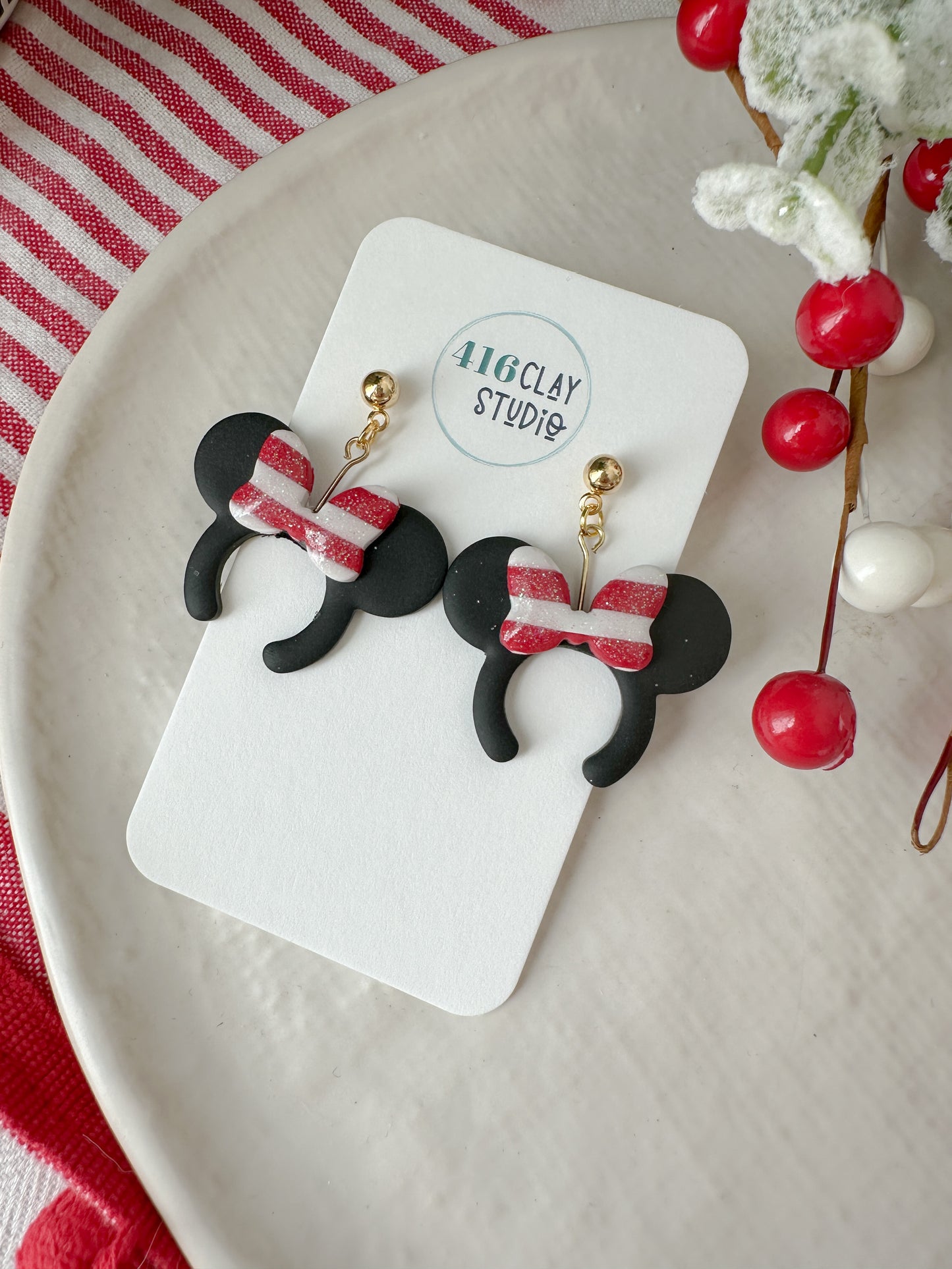 Candy Cane Mouse Ear Headband