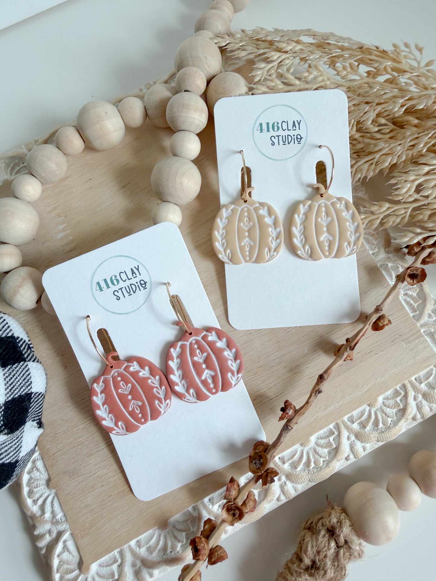 Farmhouse Pumpkin Hoop Earrings
