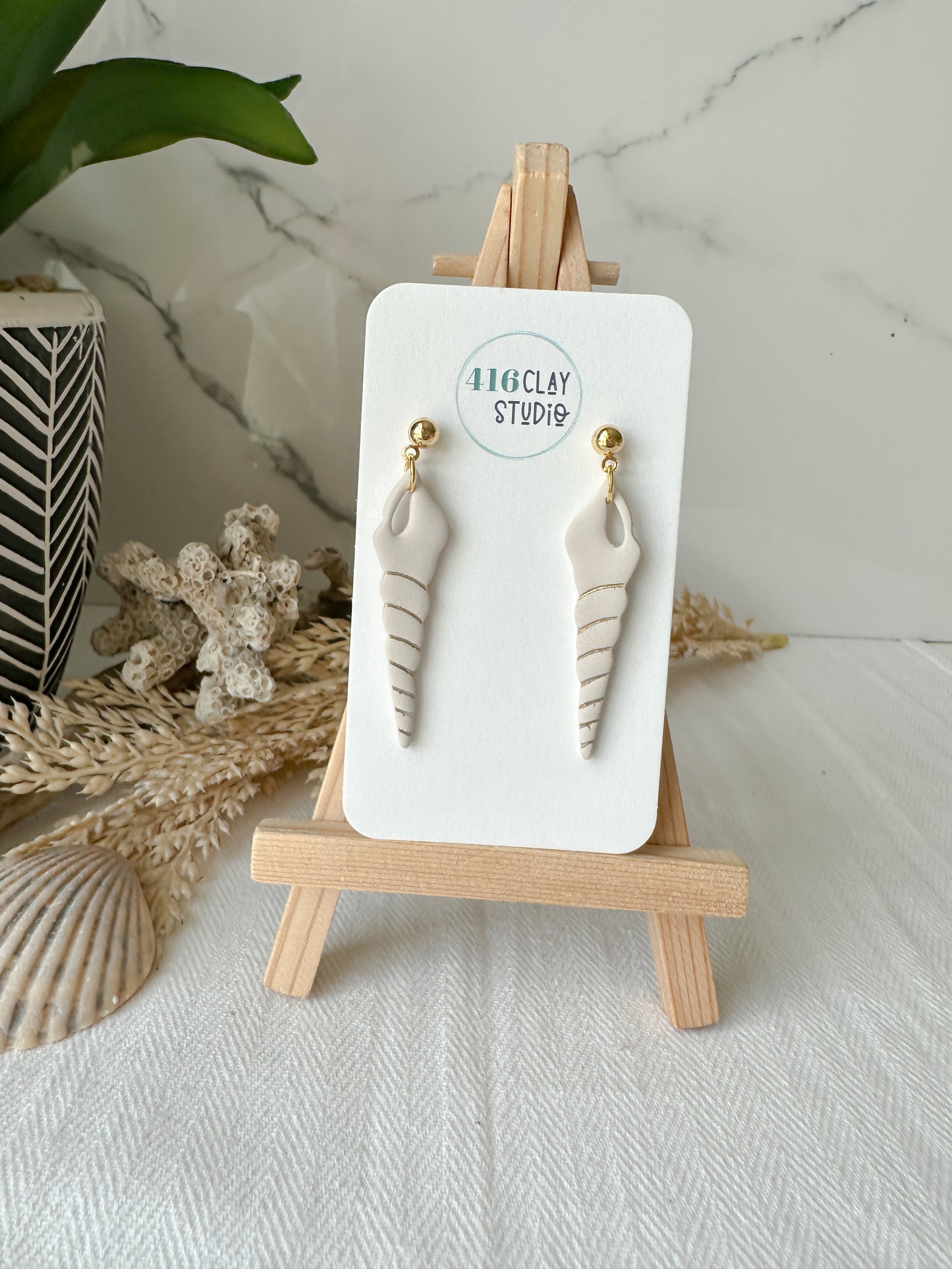 Turret Shell Earrings (2 color options)