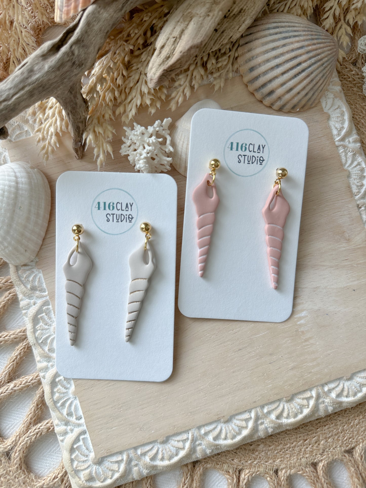 Turret Shell Earrings (2 color options)