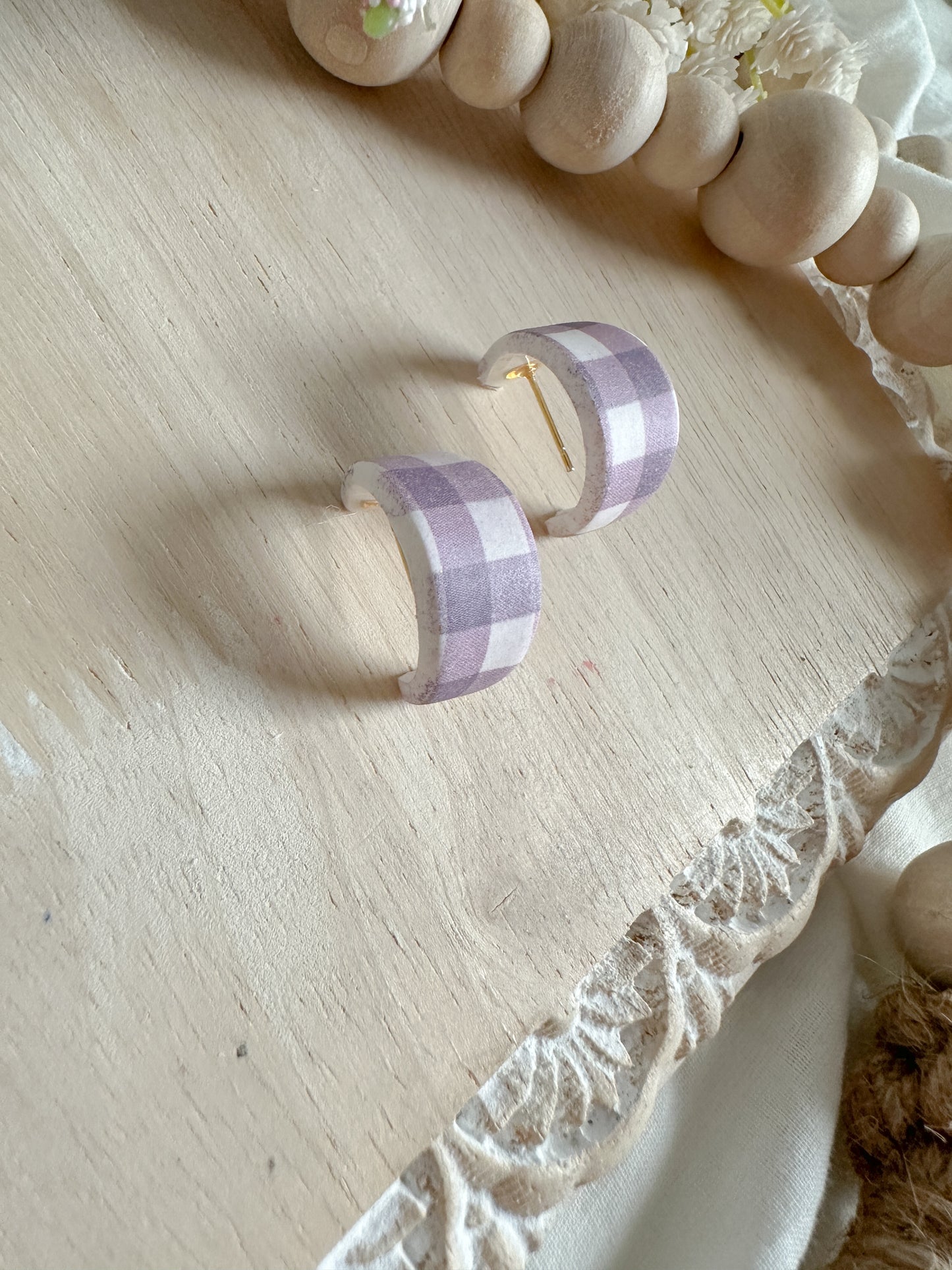 Gingham Huggie Earrings