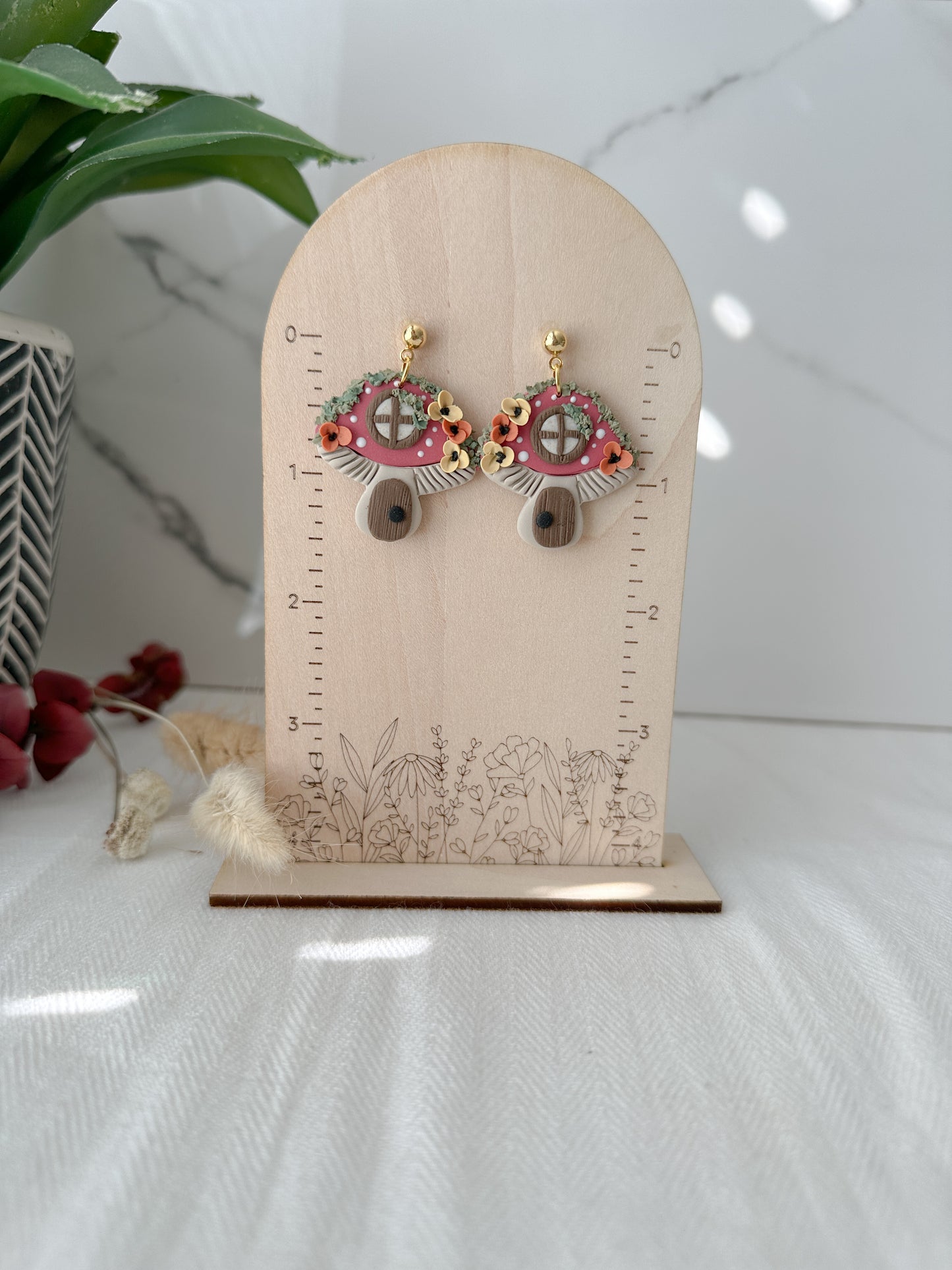Mushroom House Earrings