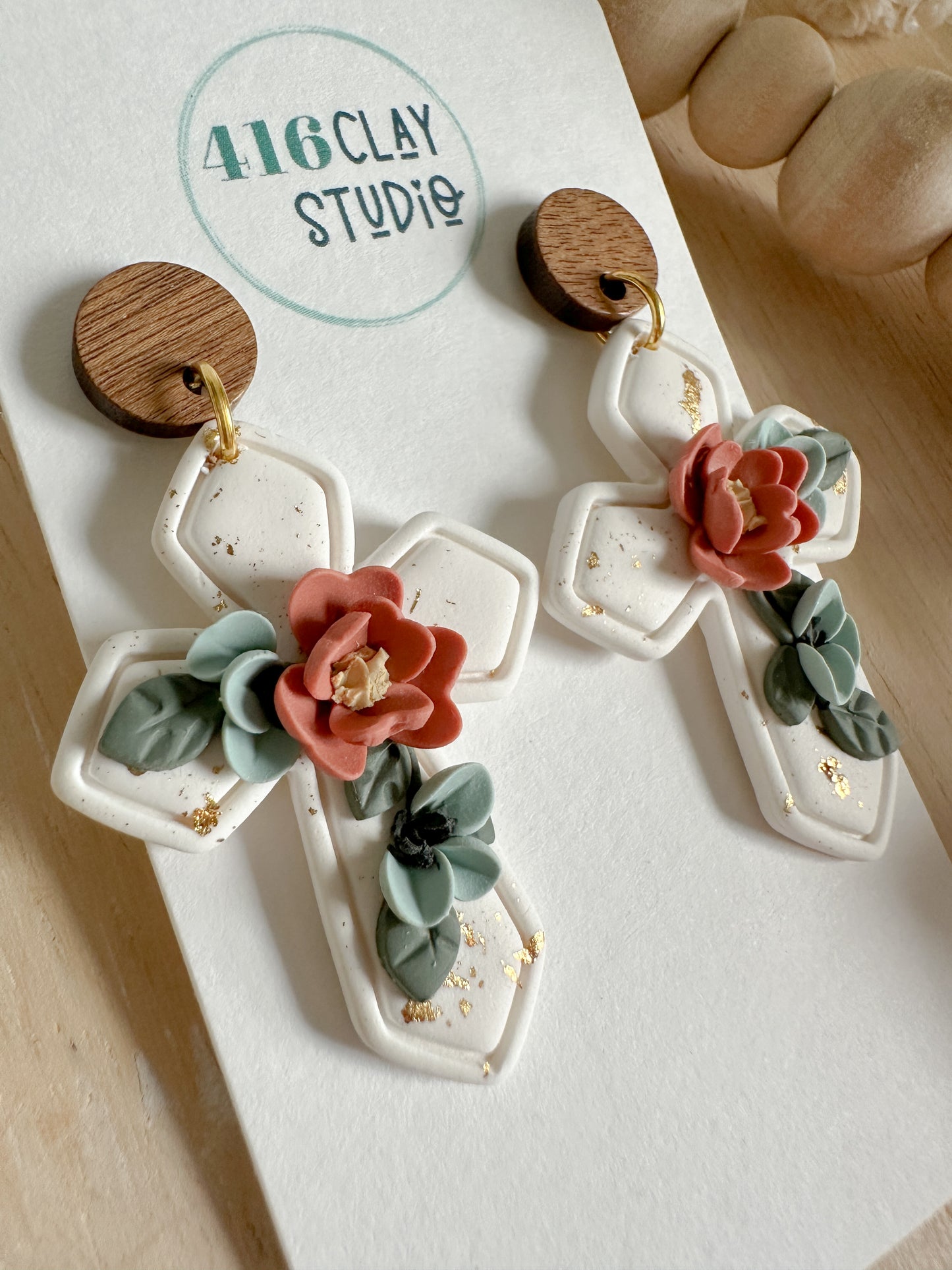 Blooming Faith Cross Earrings