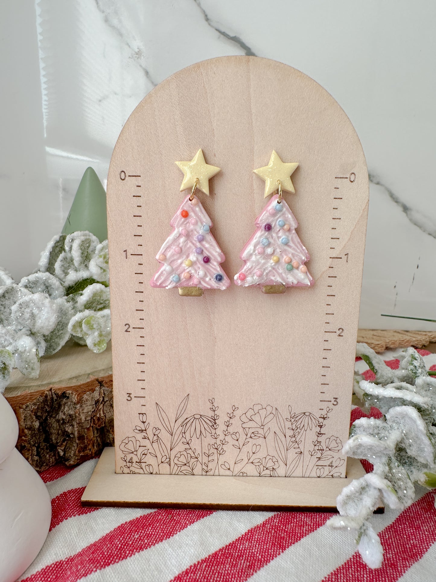 Pinkmas Tree Earrings