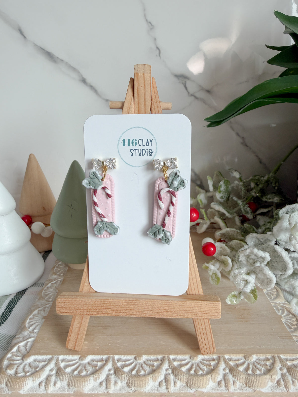 Pretty in Pink Candy Cane Earrings