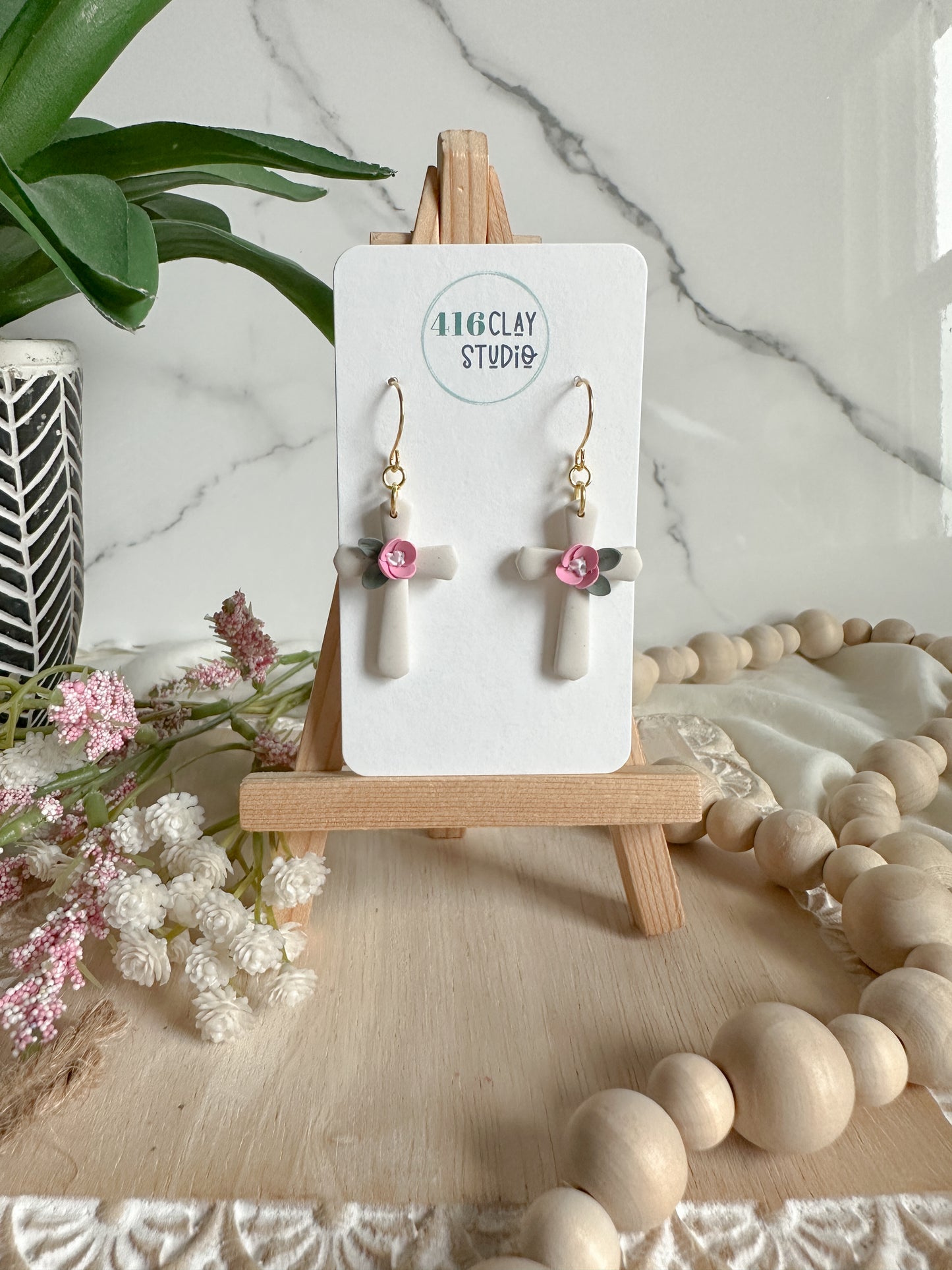 Grace in Bloom Cross Earrings