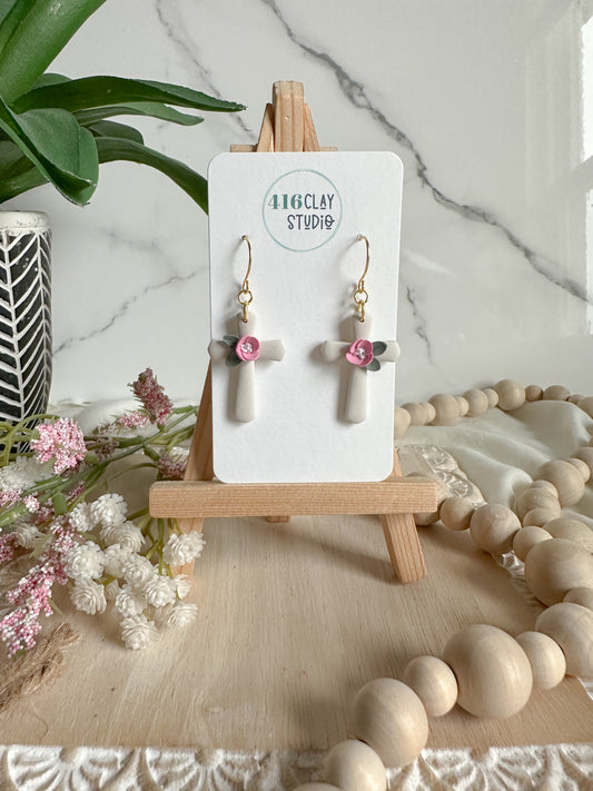 Grace in Bloom Cross Earrings