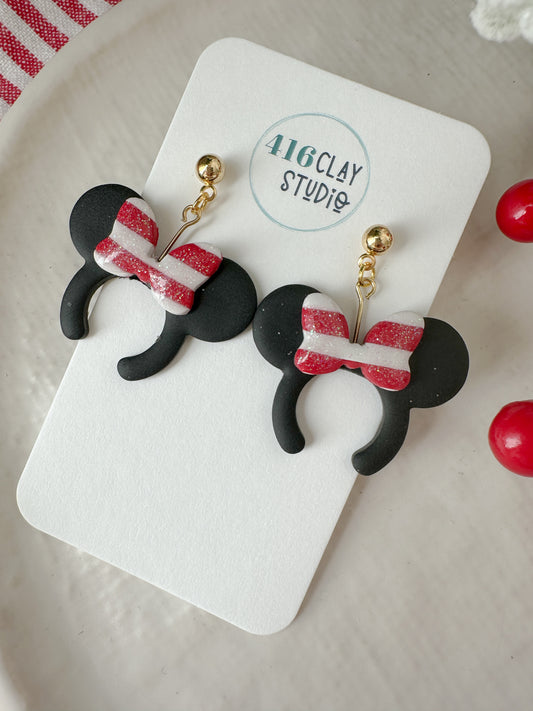 Candy Cane Mouse Ear Headband