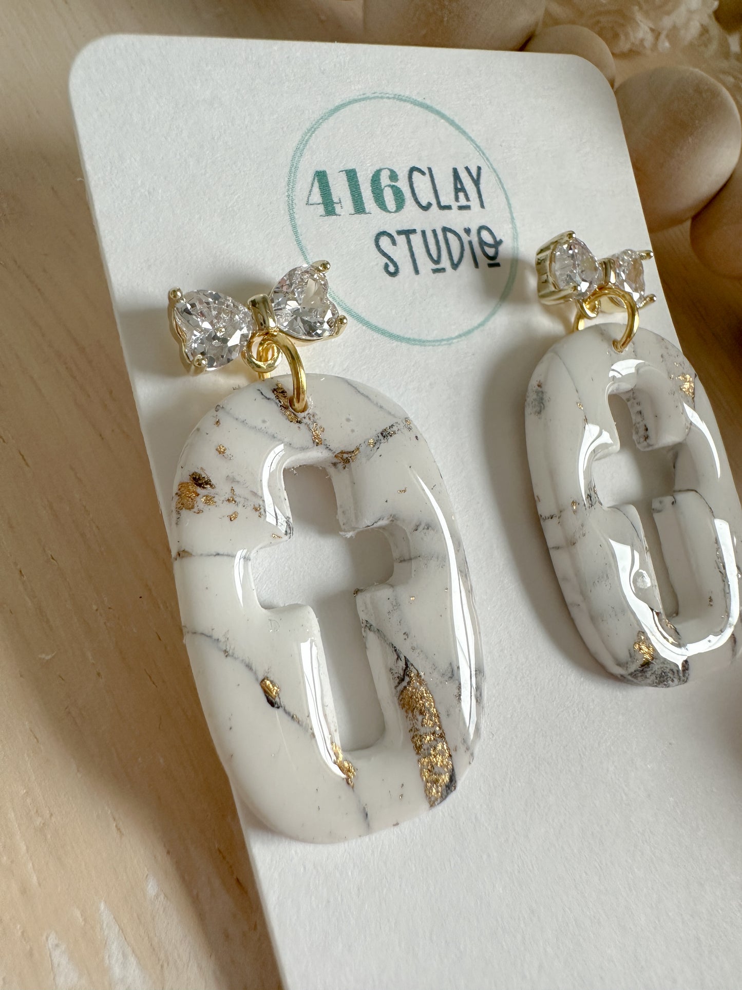 Marble Cutout Cross Earrings