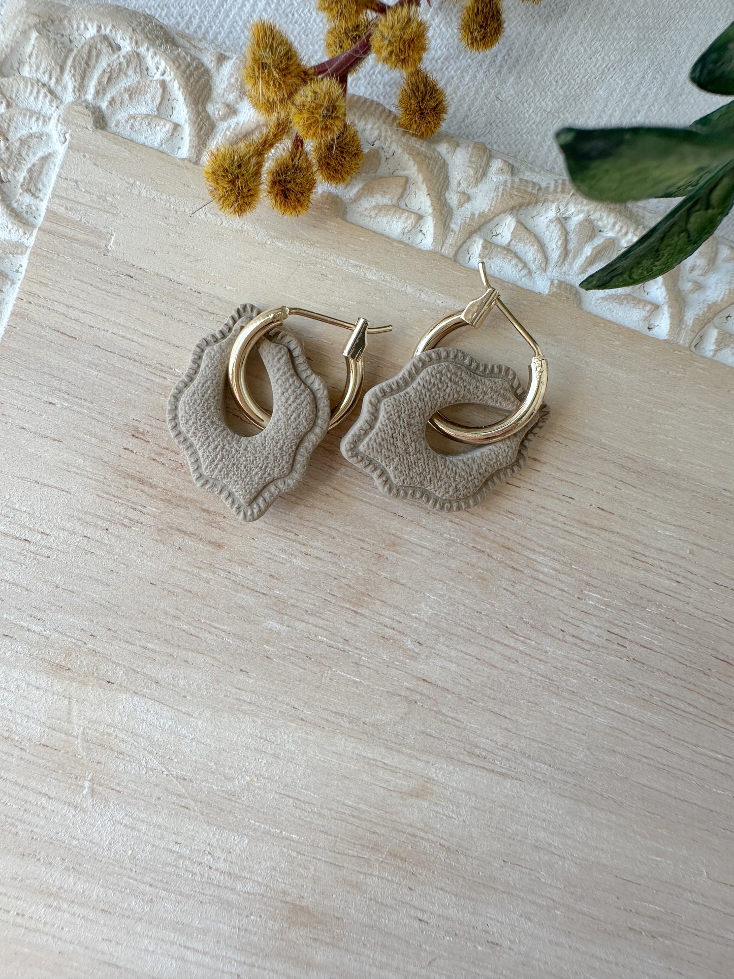 Neutral Dainty Charm Hoop Earrings