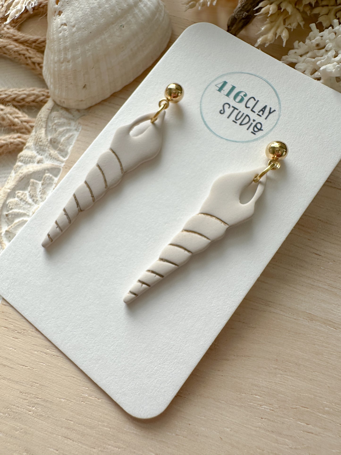 Turret Shell Earrings (2 color options)