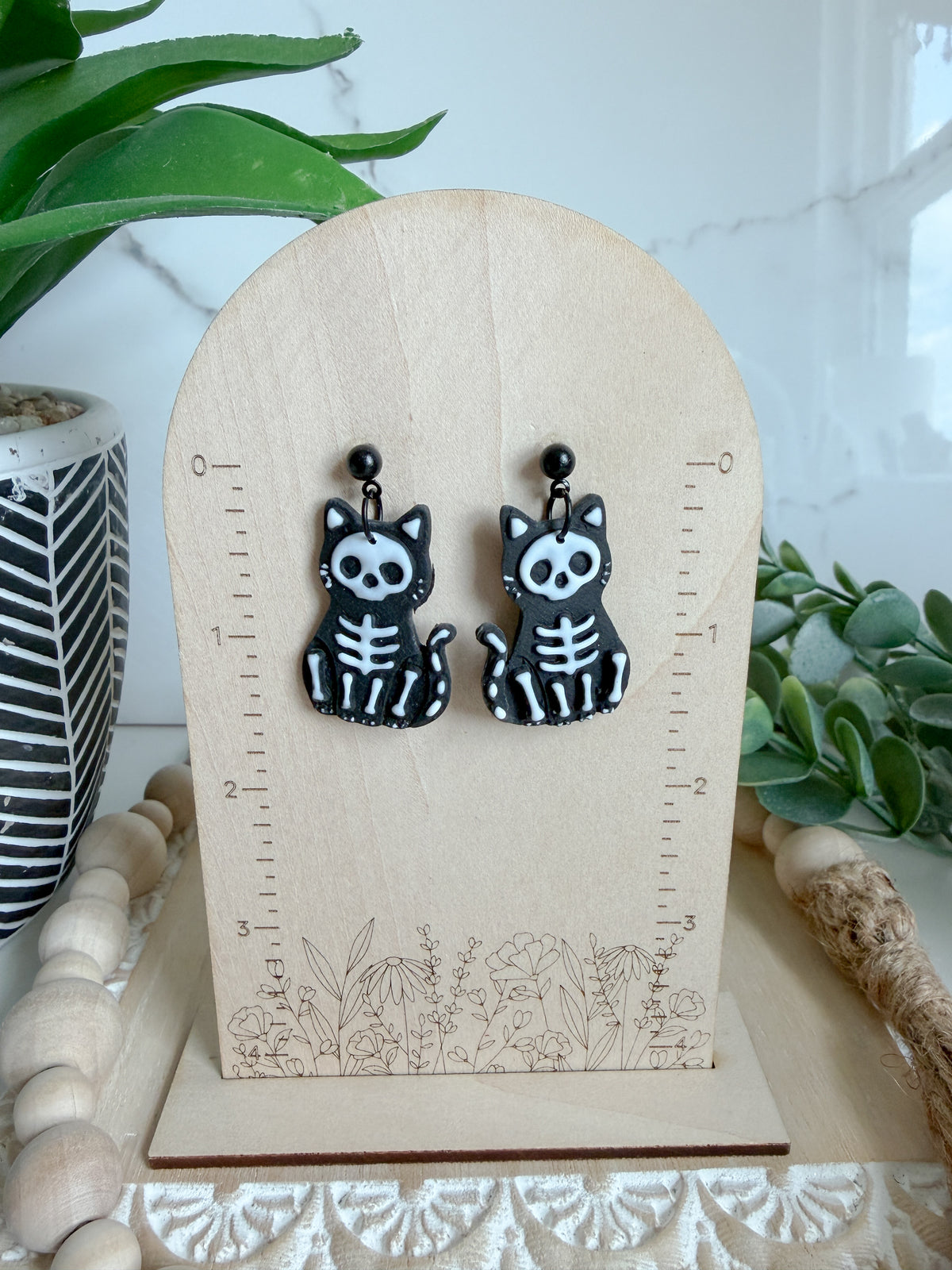 Skeleton Cat Earrings