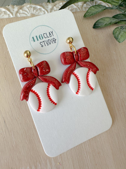 Baseball Bow Earrings (multiple color options)
