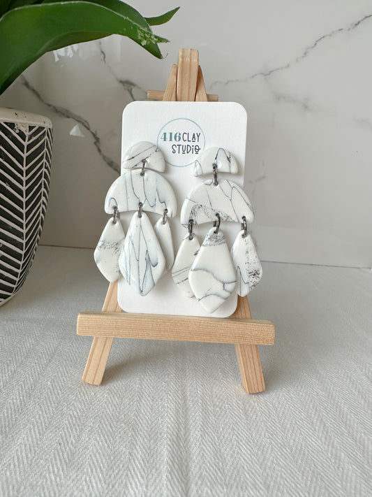 Faux White Marble Dangle Earrings