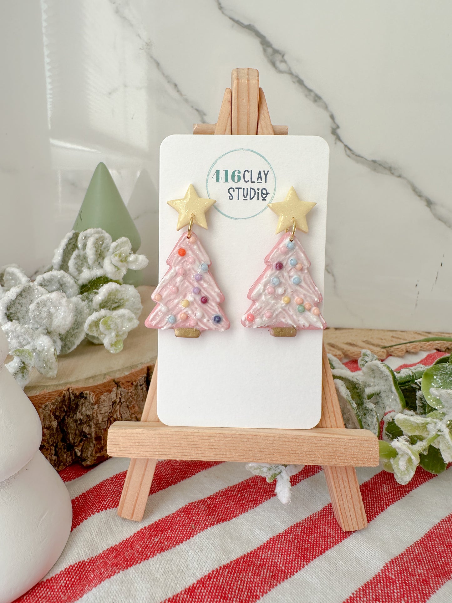 Pinkmas Tree Earrings