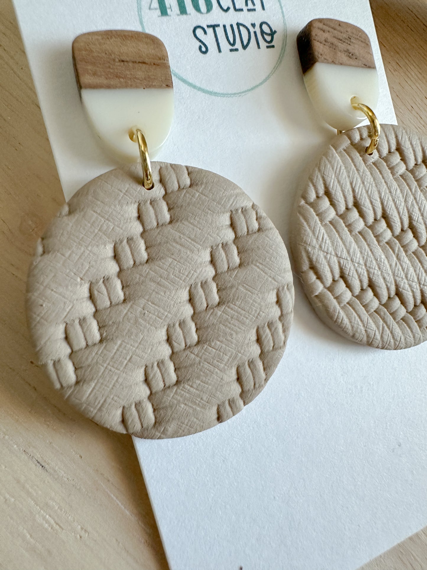 Round Faux Rattan Earrings (two options)