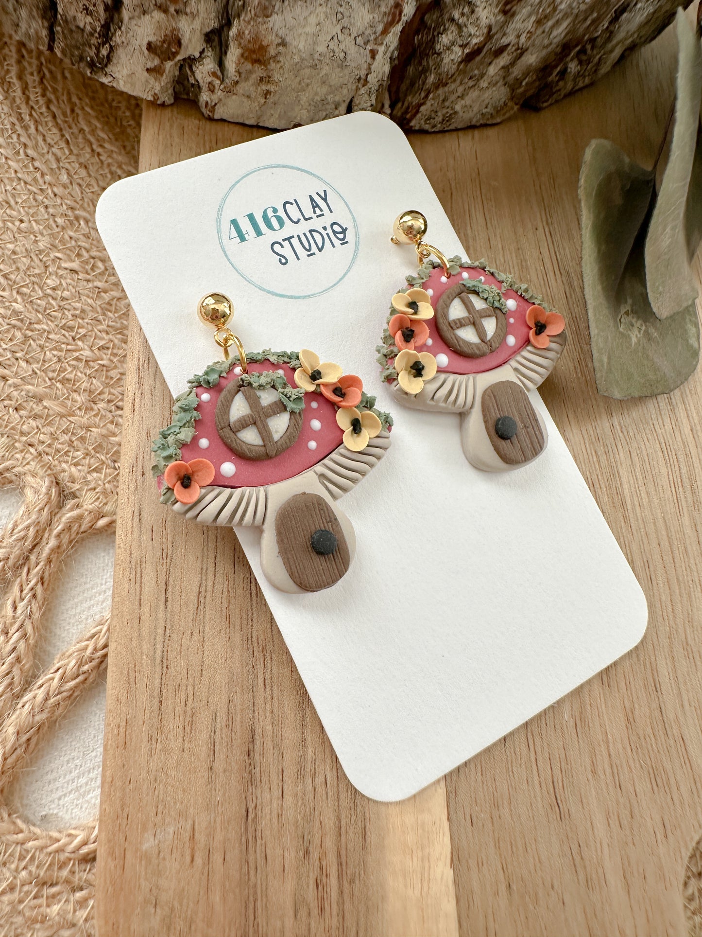 Mushroom House Earrings