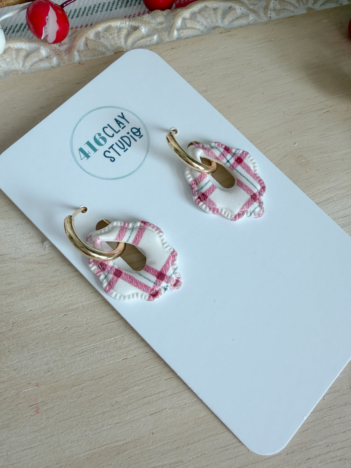 Plaid Christmas Charm Earrings