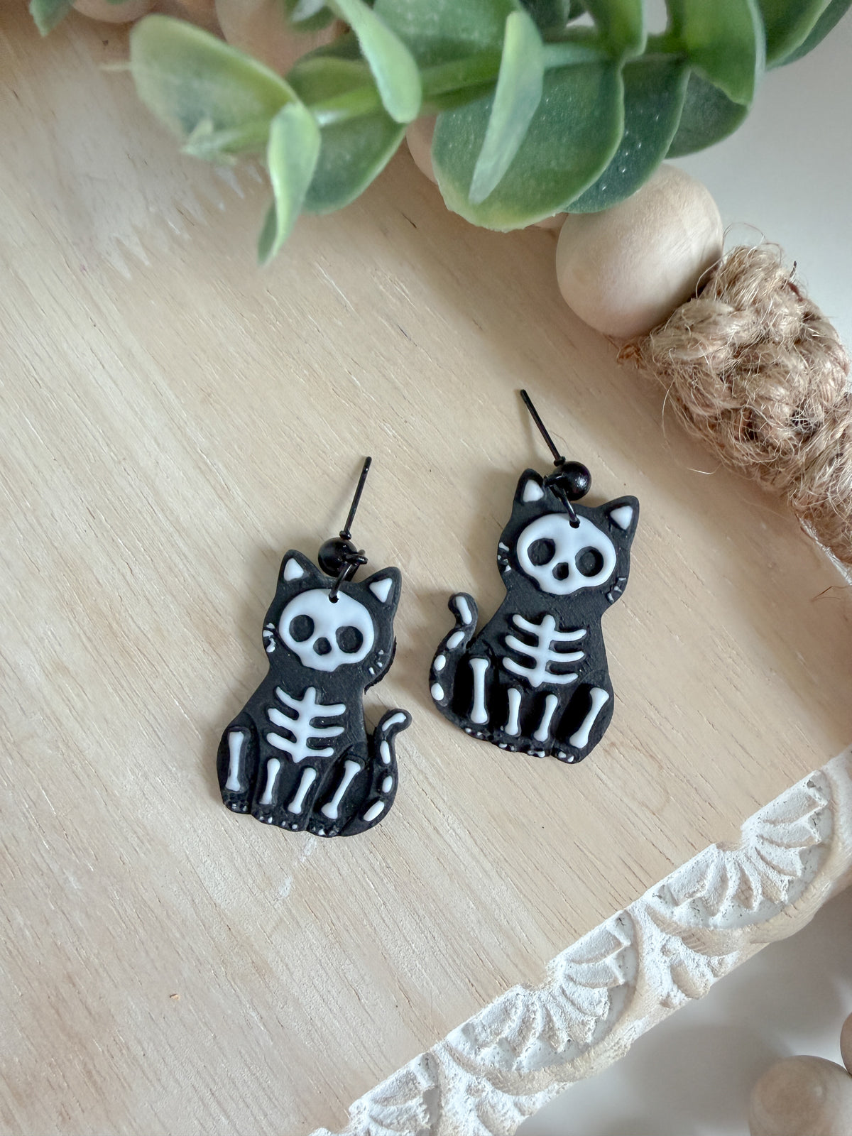 Skeleton Cat Earrings