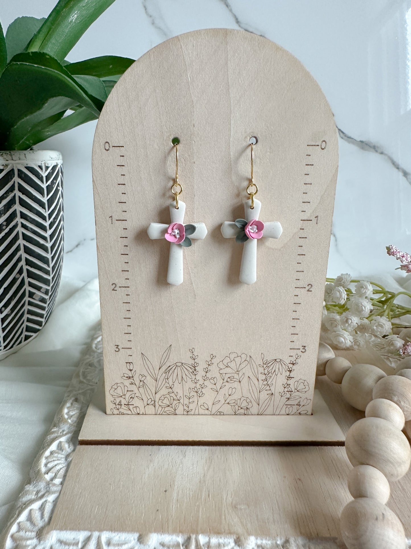 Grace in Bloom Cross Earrings