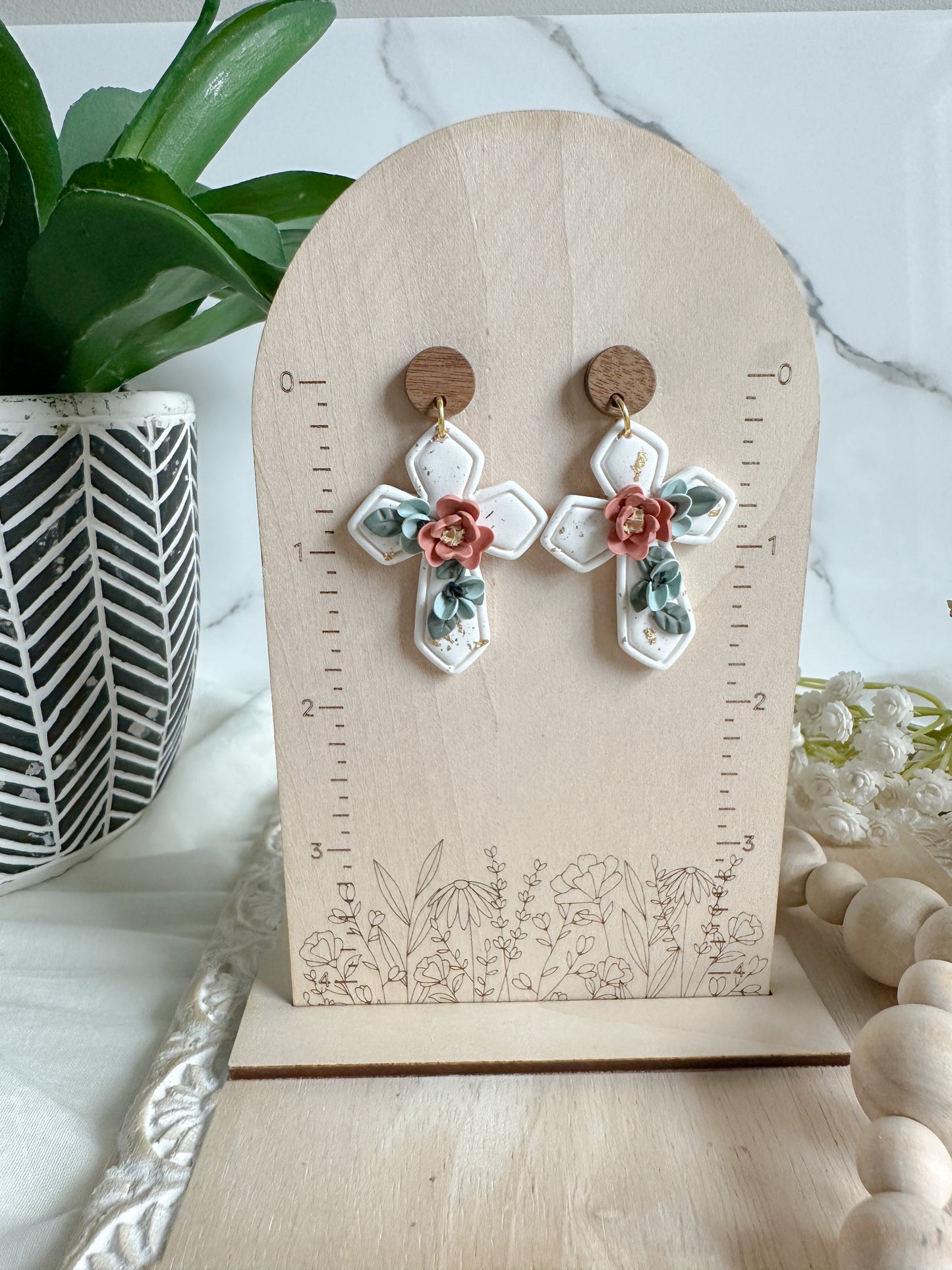 Blooming Faith Cross Earrings