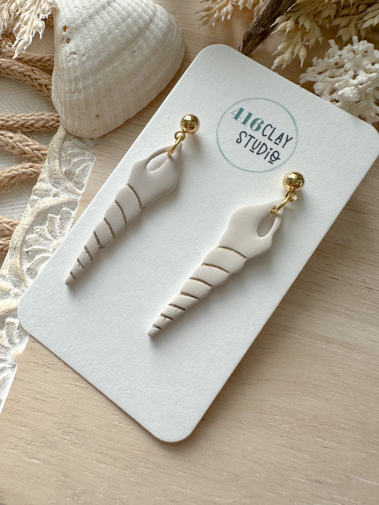 Turret Shell Earrings (2 color options)