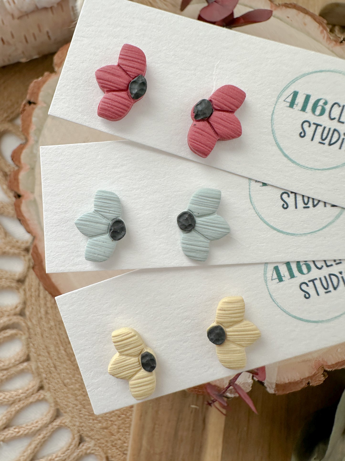 Half Flower Stud Earrings