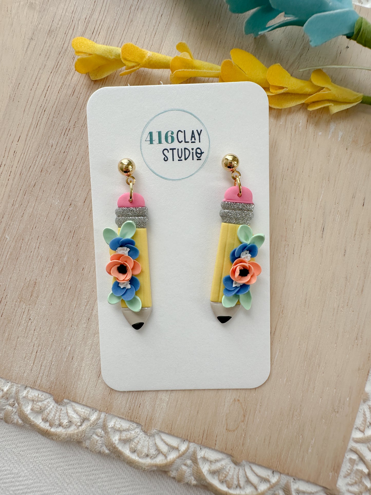 Floral Pencil Earrings