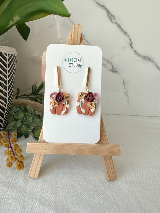 Floral Pumpkin Earrings