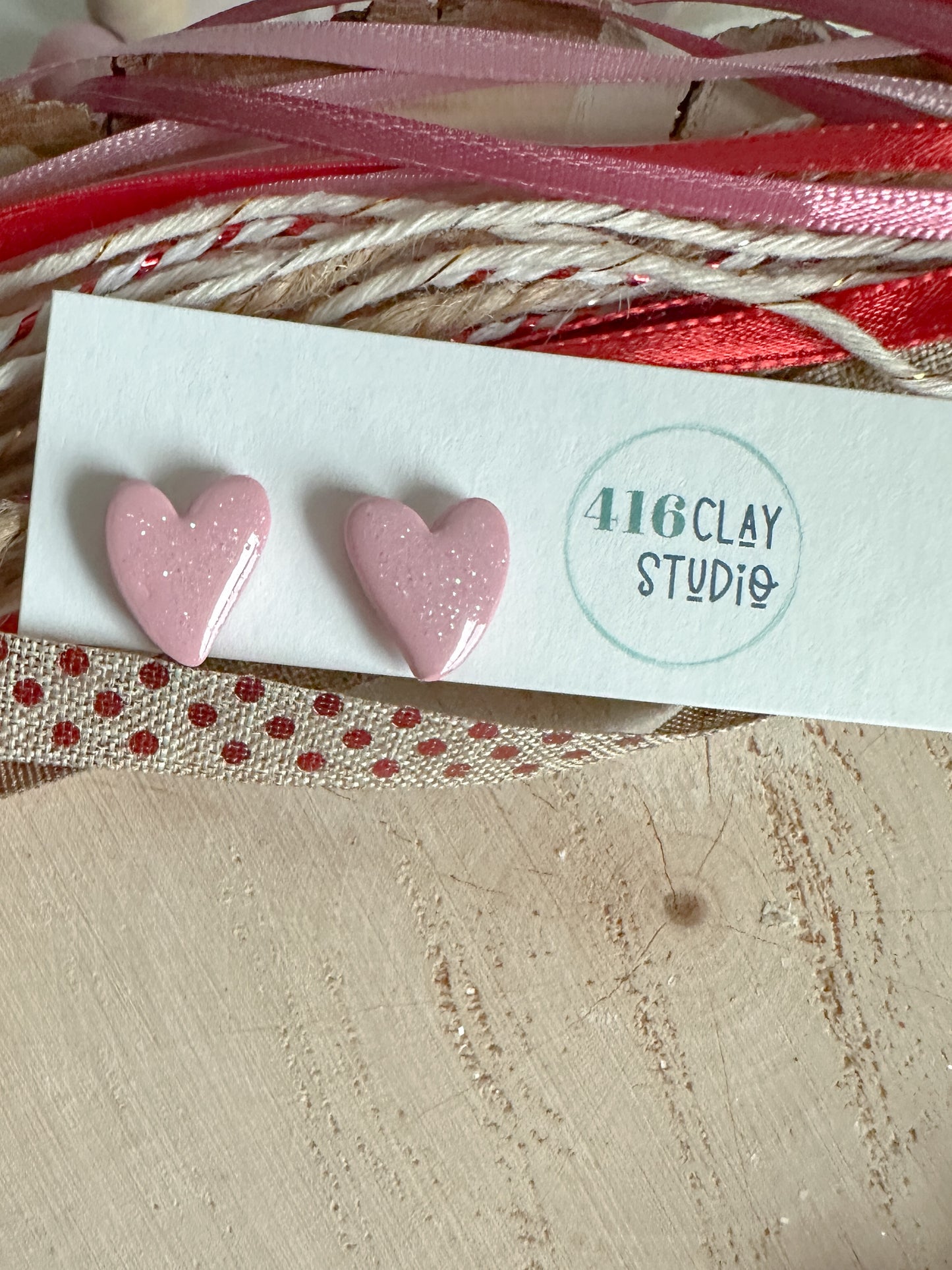 Sparkly Heart Stud Earrings