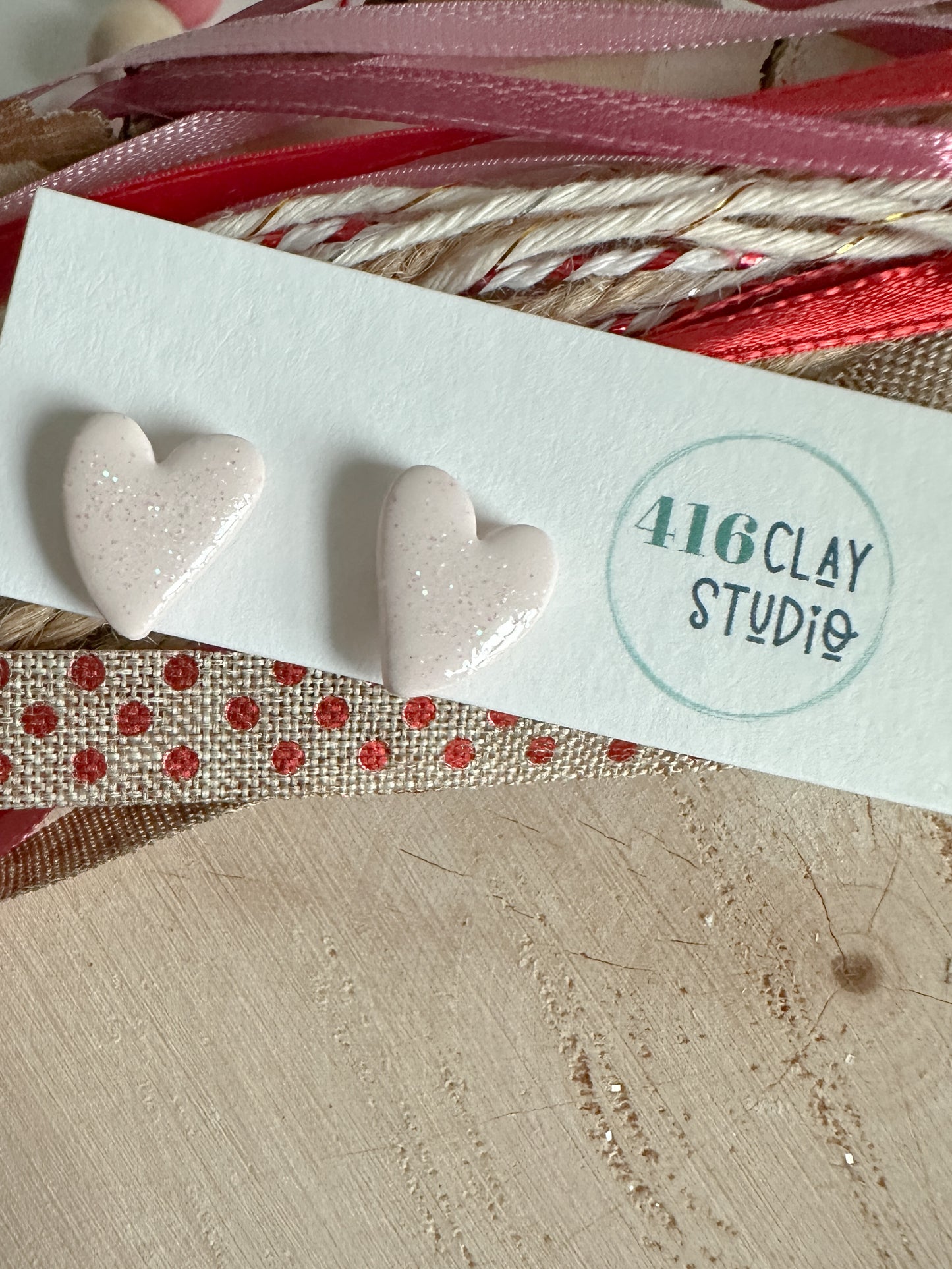 Sparkly Heart Stud Earrings