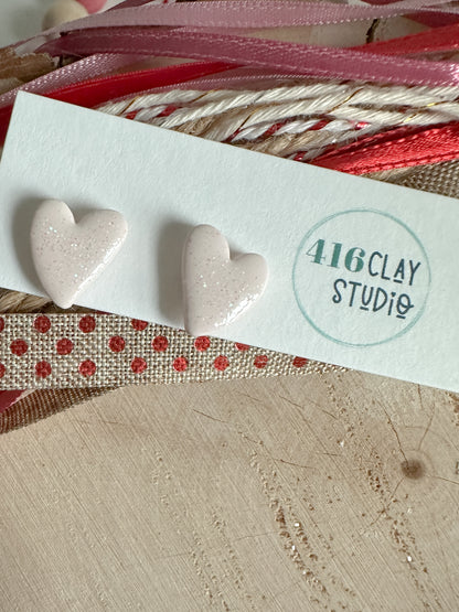 Sparkly Heart Stud Earrings