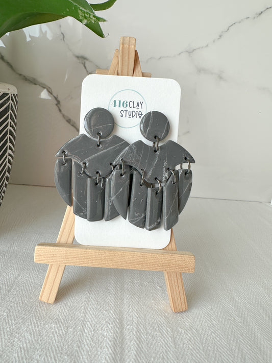 Faux Black Marble Dangle Earrings