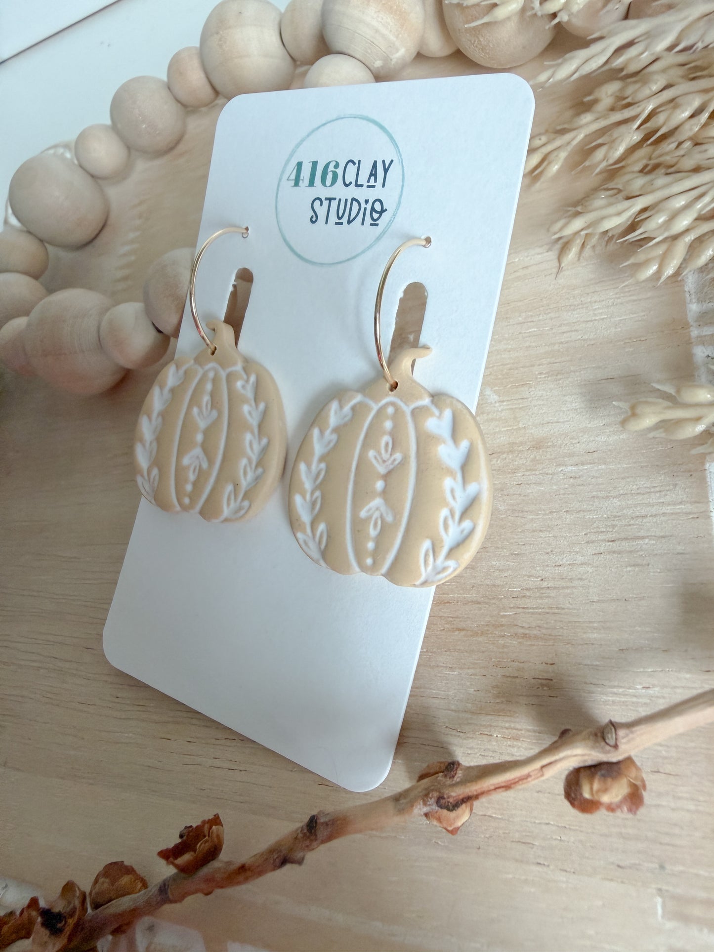 Farmhouse Pumpkin Hoop Earrings