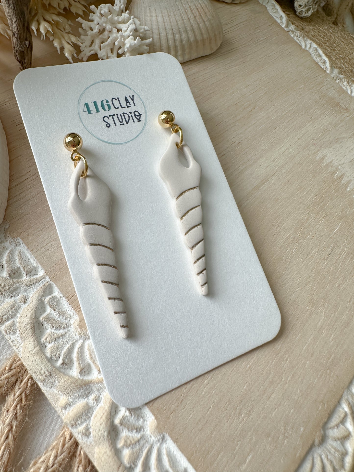 Turret Shell Earrings (2 color options)