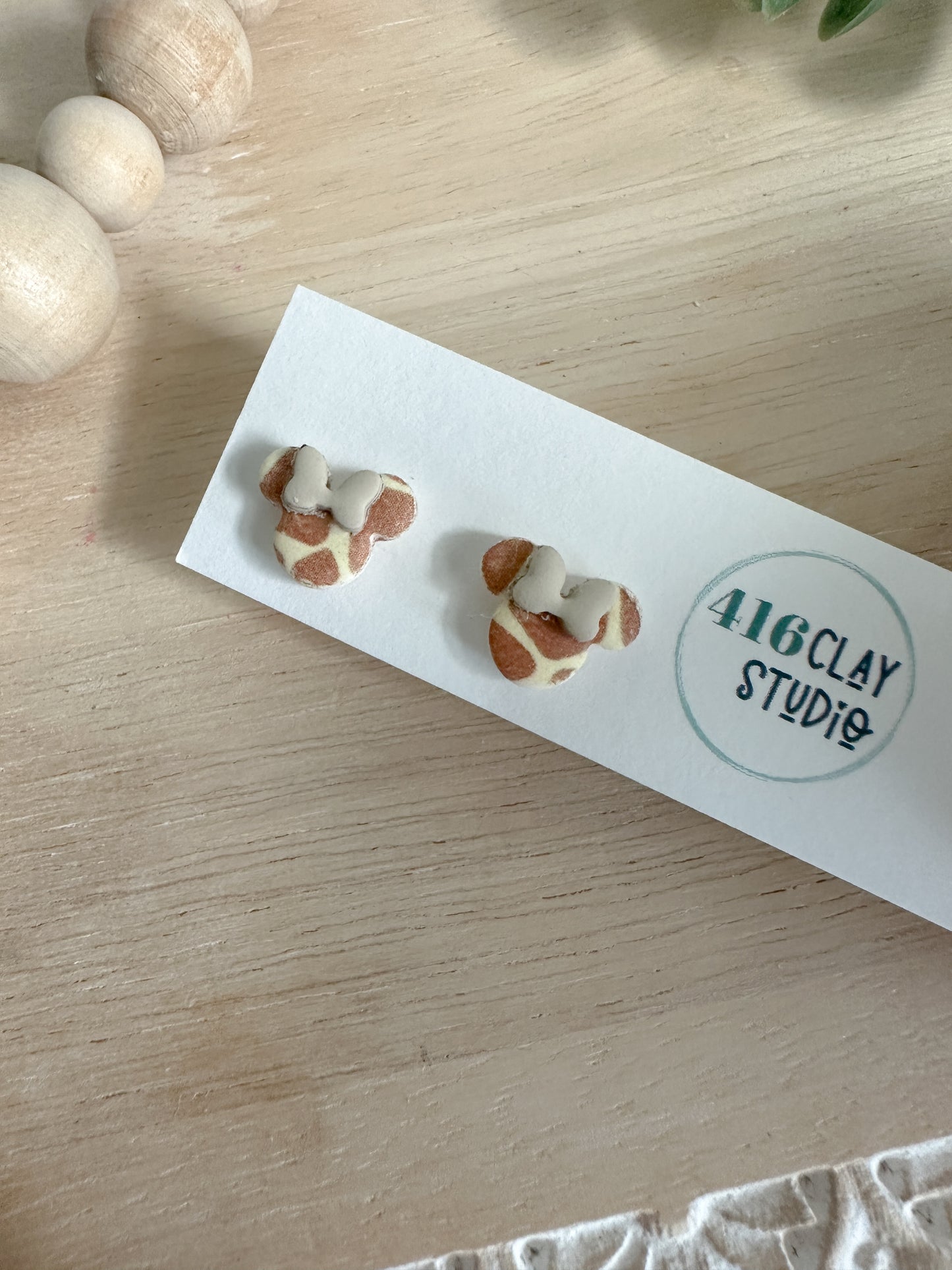 Safari Mouse Ear Stud Earrings