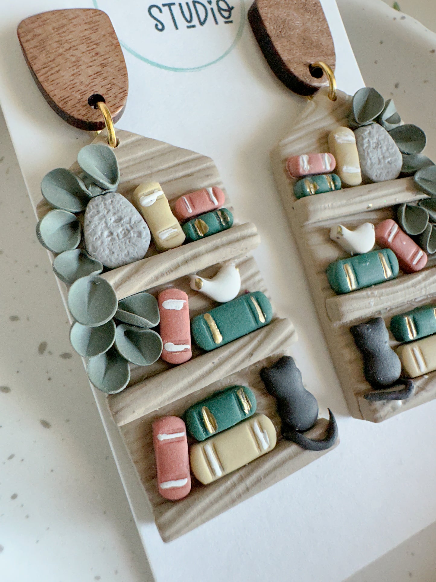 Tall Open Bookshelf Earrings