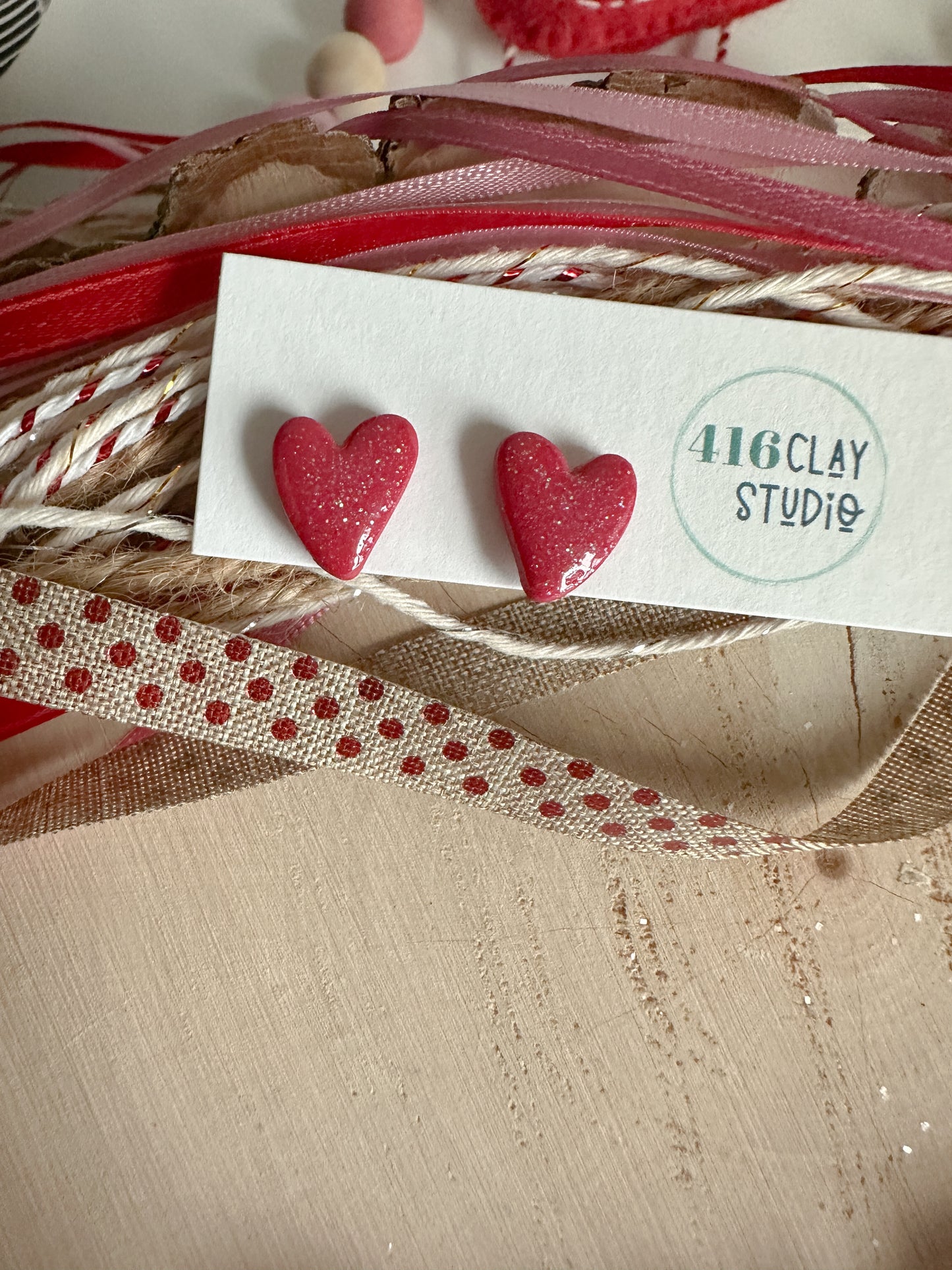 Sparkly Heart Stud Earrings